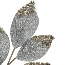 Silver Glitter Leaf Spray with Sequin Tips Best