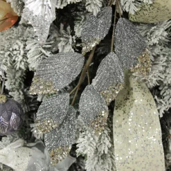 Silver Glitter Leaf Spray with Sequin Tips Best
