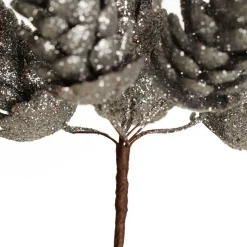 Silver Glitter Pinecone Clusters - Set of 2 New