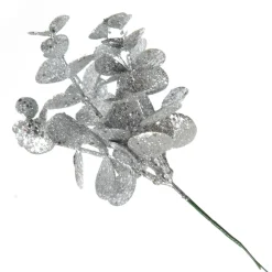 Silver Glitter Silver Dollar Leaf Pick - Set of 2 New