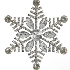 Silver Glitter Snowflake with Diamonte Tree Decoration Store