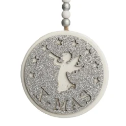 Silver Glitter Wooden Hanging Decorations with Christmas Cut Outs - Set of 3 Cheap