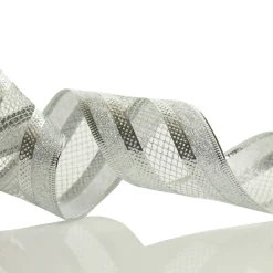 Silver Mesh and Glitter Edge Wired Christmas Ribbon Store