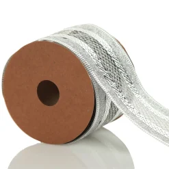 Silver Mesh and Glitter Edge Wired Christmas Ribbon Store