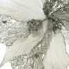 Silver Mesh and White Satin Poinsettia Flower Clip Flash Sale