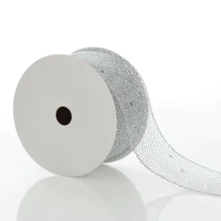 Silver Mesh Wired Christmas RIbbon - 6.5cm Shop