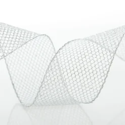 Silver Mesh Wired Christmas RIbbon - 6.5cm Shop