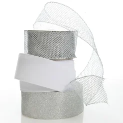 Silver Mesh Wired Christmas RIbbon - 6.5cm Shop