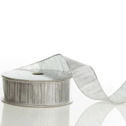 Silver Metallic Shimmer Wired Ribbon Outlet