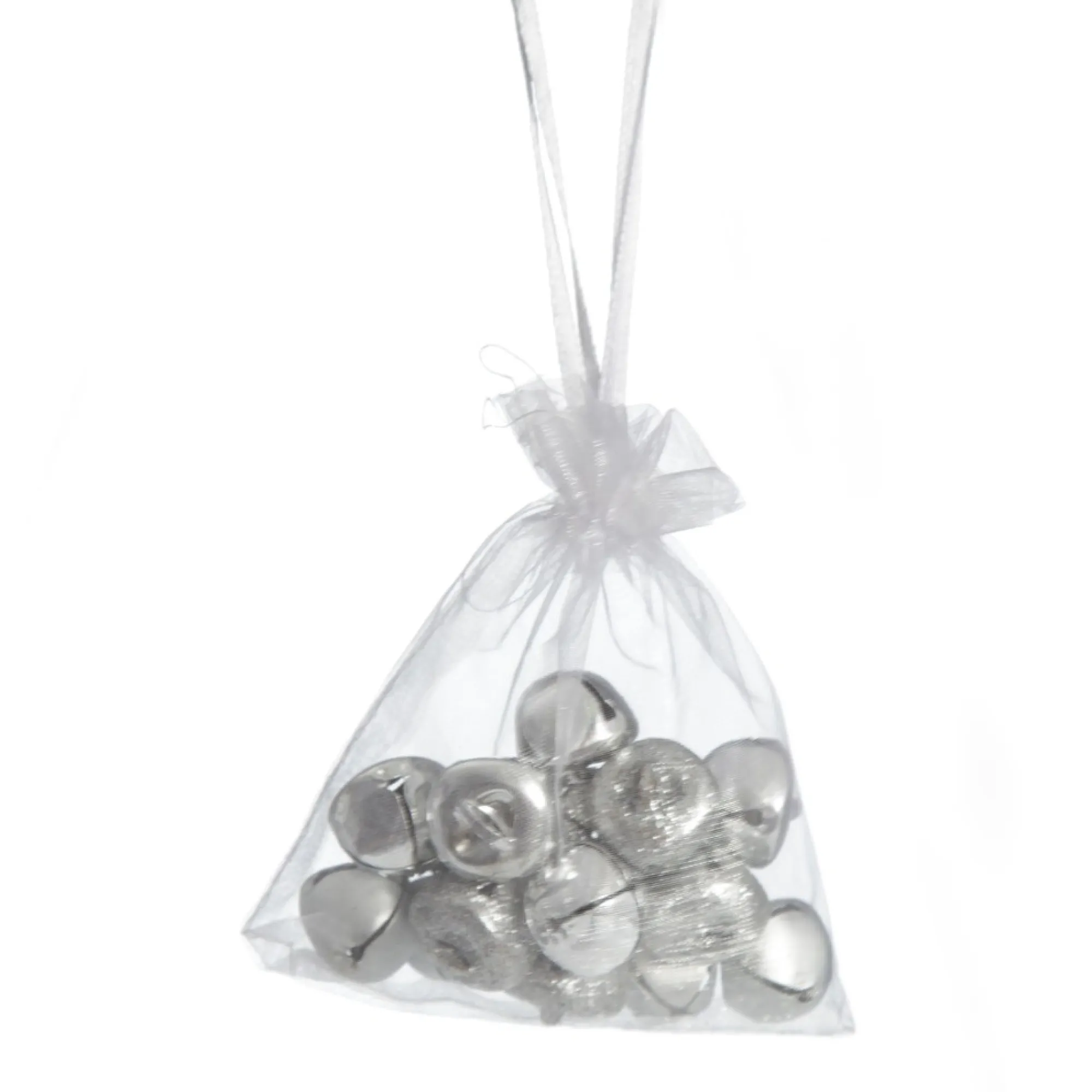 Silver Mini Jingle Bell Decorations - Bag of 15 Hot