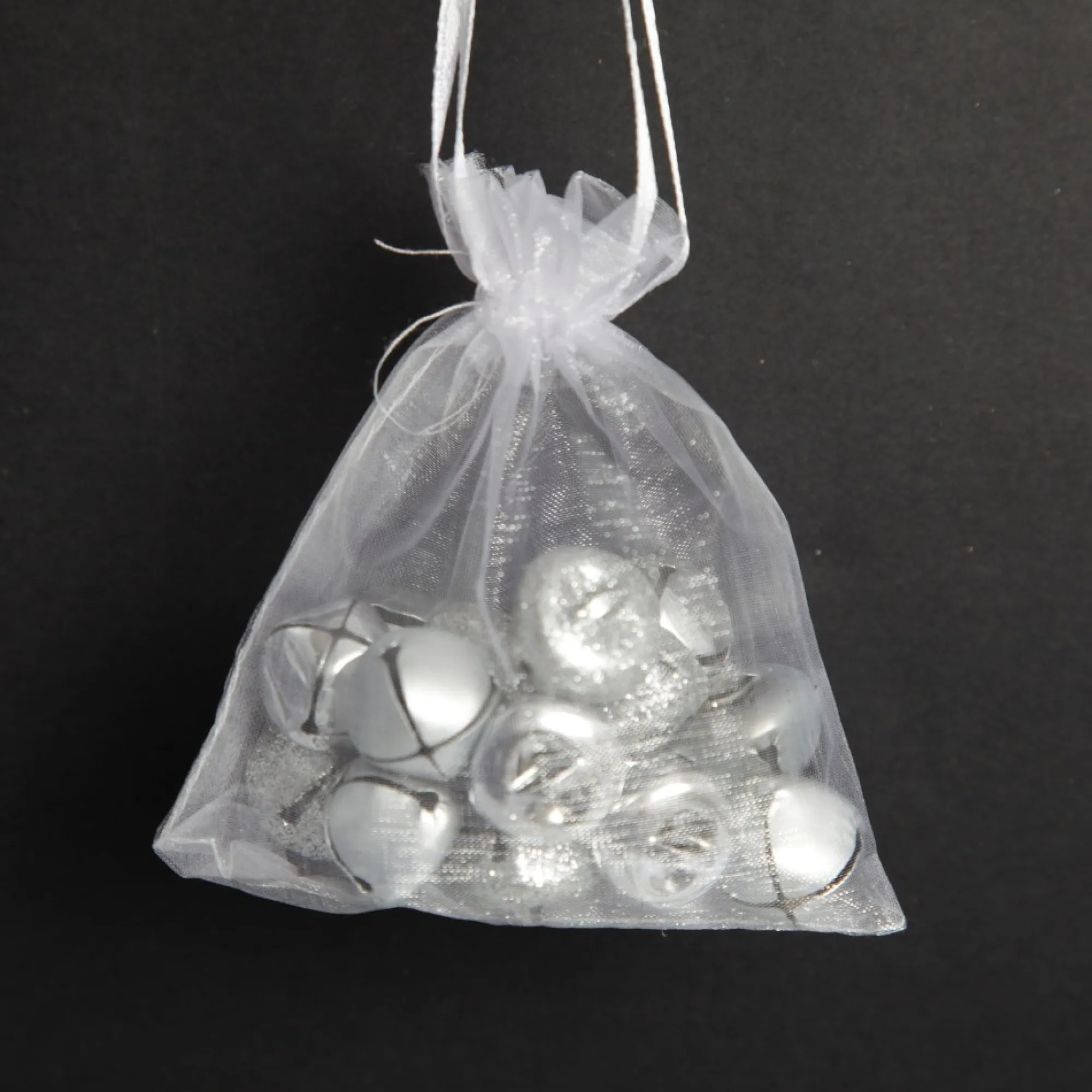 Silver Mini Jingle Bell Decorations - Bag of 15 Hot