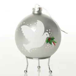 Silver Peace Doves Christmas Bauble Flash Sale