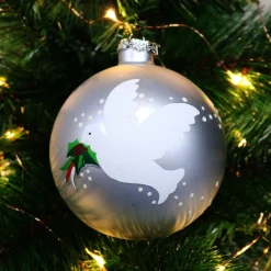 Silver Peace Doves Christmas Bauble Flash Sale