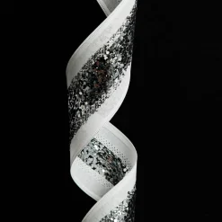 Silver Sequin Wired Christmas Ribbon New