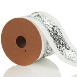 Silver Sequin Wired Christmas Ribbon New