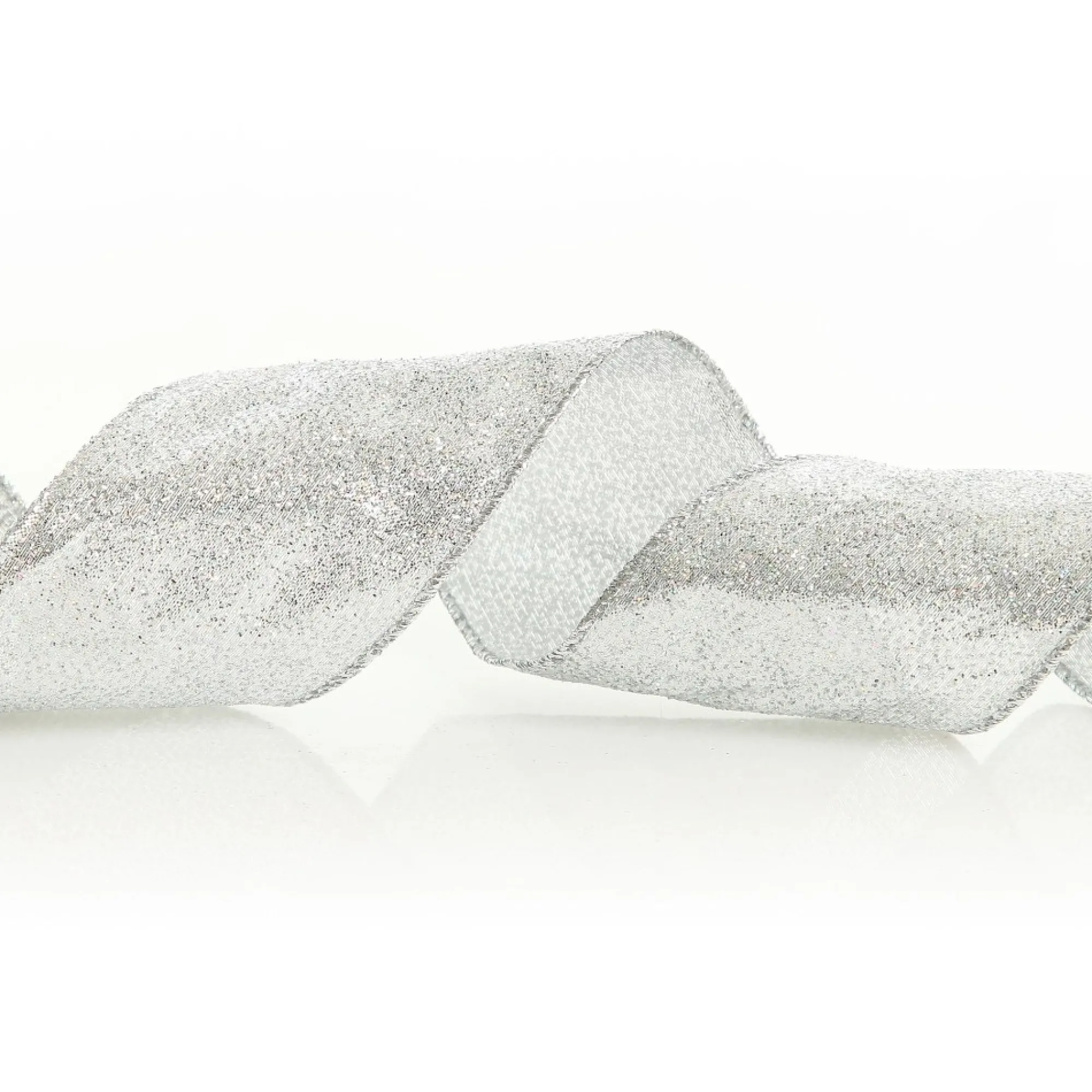Silver Sparkle Glitter Ribbon Wired Edge - 6.3cm Shop