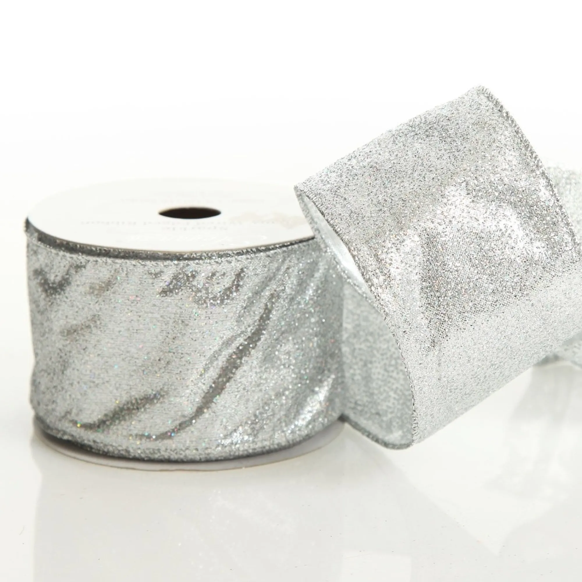Silver Sparkle Glitter Ribbon Wired Edge - 6.3cm Shop