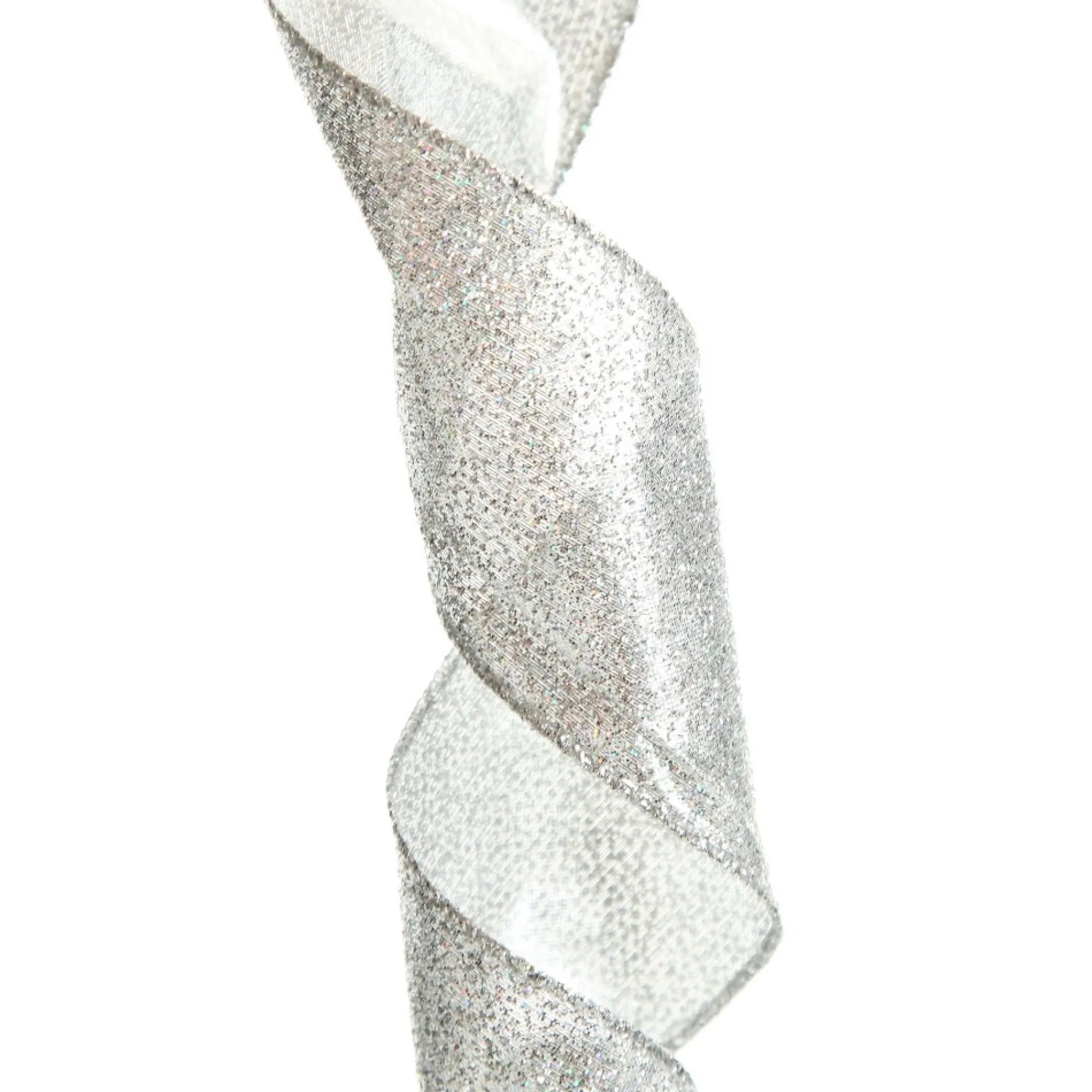 Silver Sparkle Glitter Ribbon Wired Edge - 6.3cm Shop