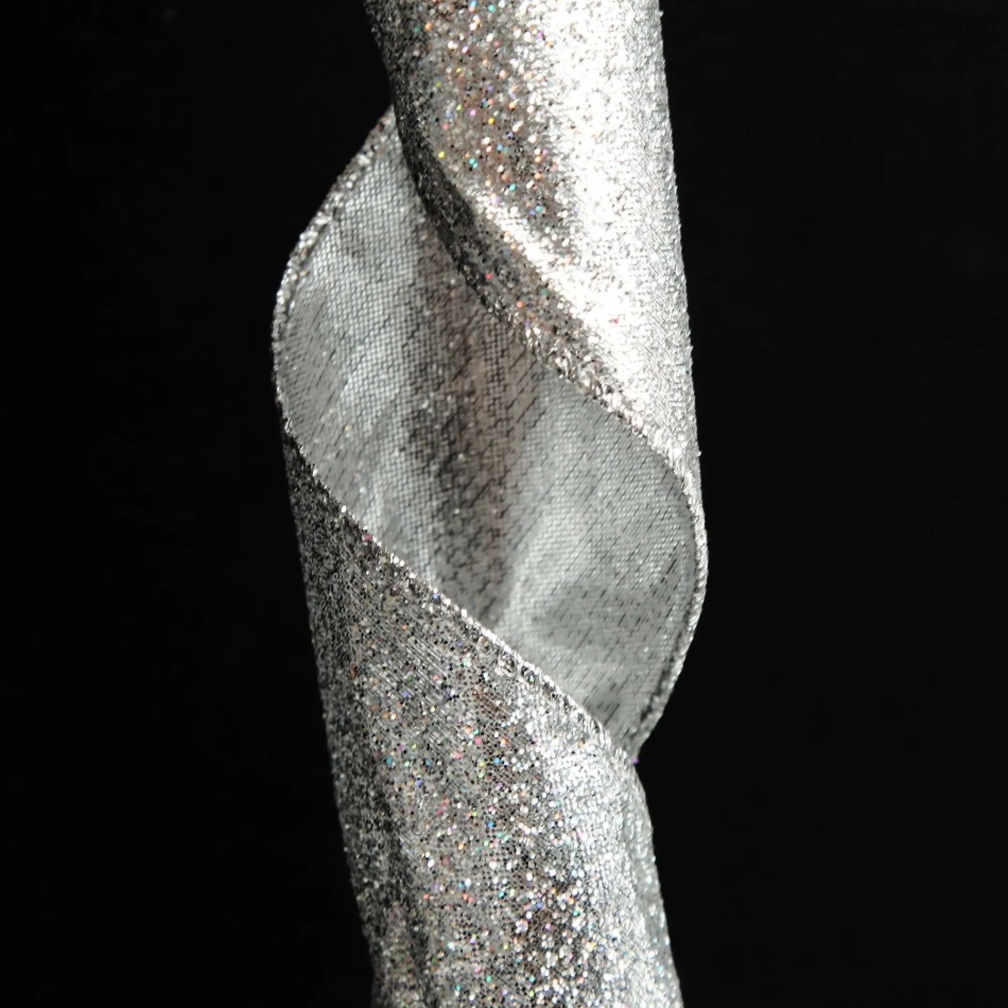 Silver Sparkle Glitter Ribbon Wired Edge - 6.3cm Shop