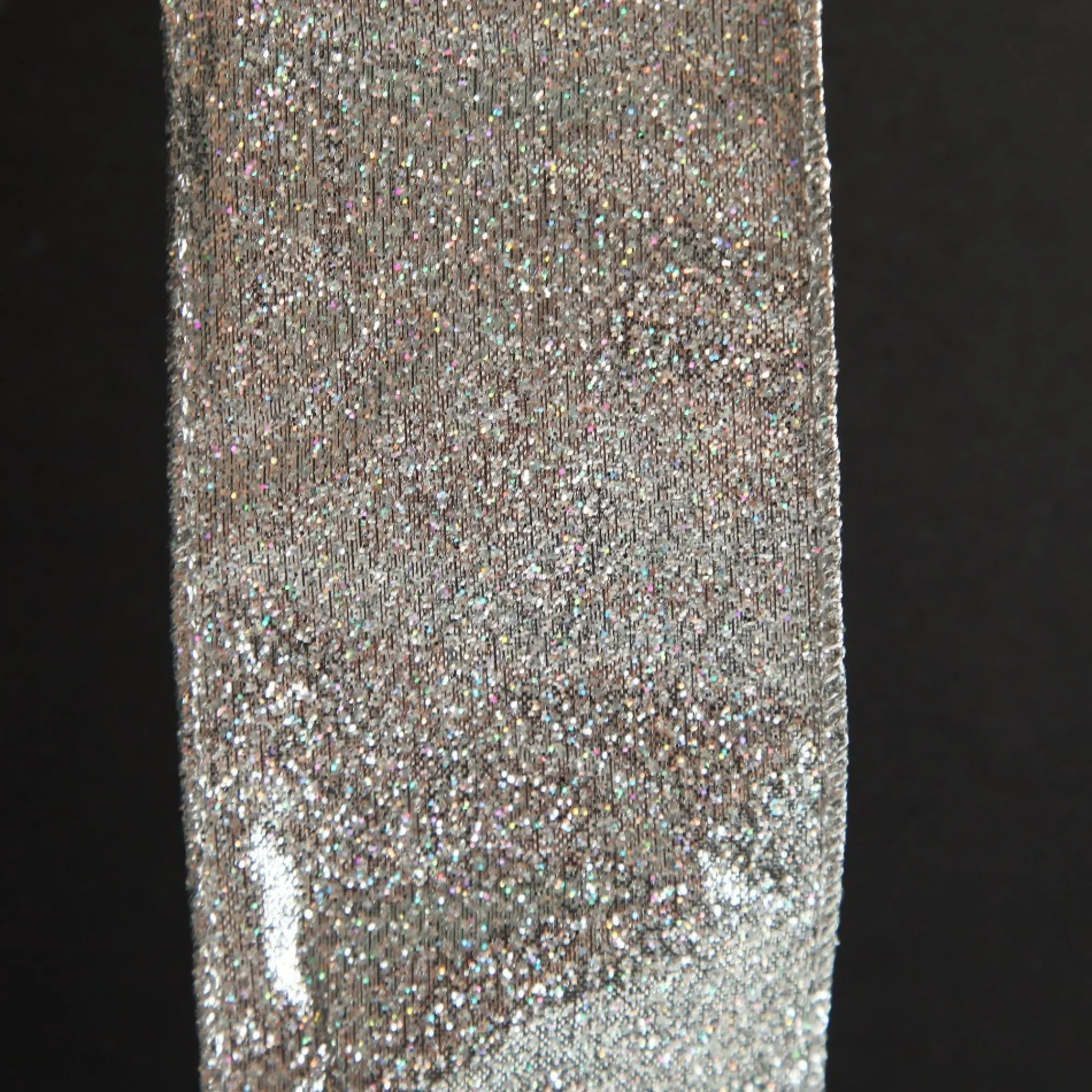 Silver Sparkle Glitter Ribbon Wired Edge - 6.3cm Shop