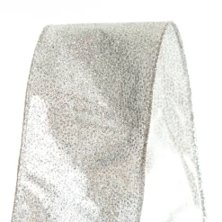 Silver Sparkle Glitter Ribbon Wired Edge - 6.3cm Shop