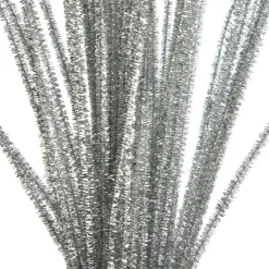 Silver Tinsel Chenille Stem Pipe Cleaners - Pack of 45 Shop