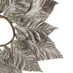 Silver Velour Poinsettia Candle Wreath Clearance