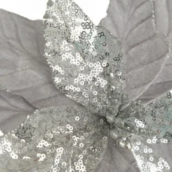 Silver Velvet Sequin Flower Fashion