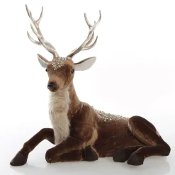 Sitting Velvet Chocolate Deer with Fur and Jewels Shop