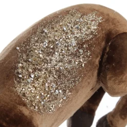 Sitting Velvet Chocolate Deer with Fur and Jewels Shop