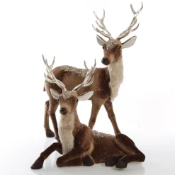 Sitting Velvet Chocolate Deer with Fur and Jewels Shop