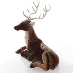 Sitting Velvet Chocolate Deer with Fur and Jewels Shop