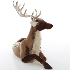 Sitting Velvet Chocolate Deer with Fur and Jewels Shop
