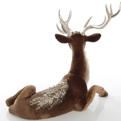 Sitting Velvet Chocolate Deer with Fur and Jewels Shop