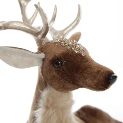 Sitting Velvet Chocolate Deer with Fur and Jewels Shop
