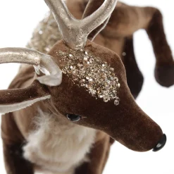 Sitting Velvet Chocolate Deer with Fur and Jewels Shop