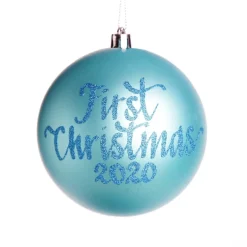 Sky Blue First Christmas Shatterproof Personalised Bauble Cheap