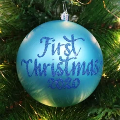 Sky Blue First Christmas Shatterproof Personalised Bauble Cheap