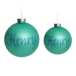 Sky Blue Glass Personalised Christmas Bauble New