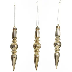 Small Champagne Christmas Finial Decoration - Set of 3 Clearance