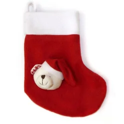 Small Felt Christmas Stocking with 3D Teddy Cheap
