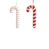 Small Glitter with Braid and Twine Candy Cane Christmas Decoration - Set of 2 Clearance