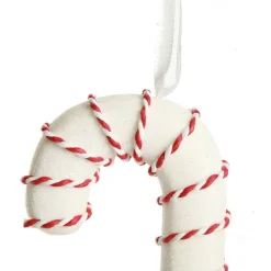 Small Glitter with Braid and Twine Candy Cane Christmas Decoration - Set of 2 Clearance