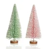 Small Pink and Mint Snowy Bottle Brush Tree - Set of 2 Discount
