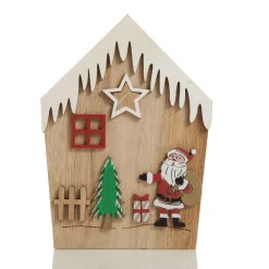 Small Plywood Winter Christmas Decorated House Open Box Discount