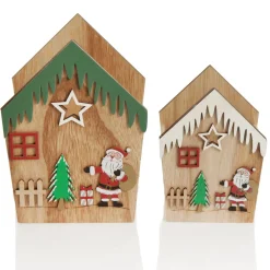 Small Plywood Winter Christmas Decorated House Open Box Discount