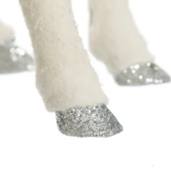 Small White Sisal Standing Deer with Silver Glitter Antlers Shop