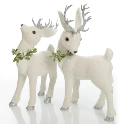 Small White Sisal Standing Deer with Silver Glitter Antlers Shop