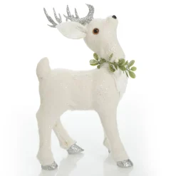 Small White Sisal Standing Deer with Silver Glitter Antlers Shop