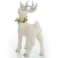 Small White Sisal Standing Deer with Silver Glitter Antlers Shop